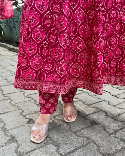 Pure fine Cotton fabric Anarkali Kurti with Pant