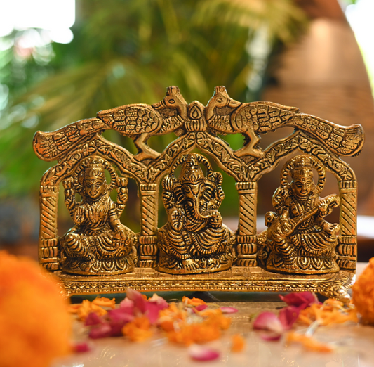 DOUBLE MOR LAXMI GANESH SARASWATI GOD