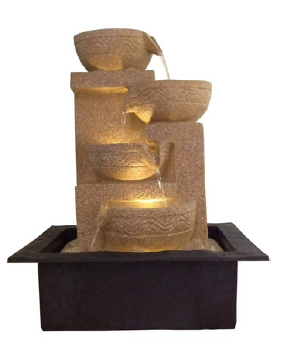 4-Tier Stone-Look Indoor Fountain White Medium
