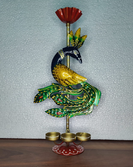 PEACOCK TRIPLE CANDLE HOLDER
