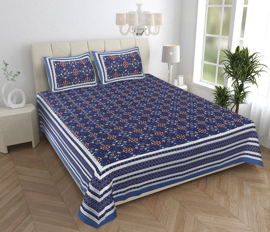 Royal Sanganer Bedsheet – Double Bed (Blue Brown Black)