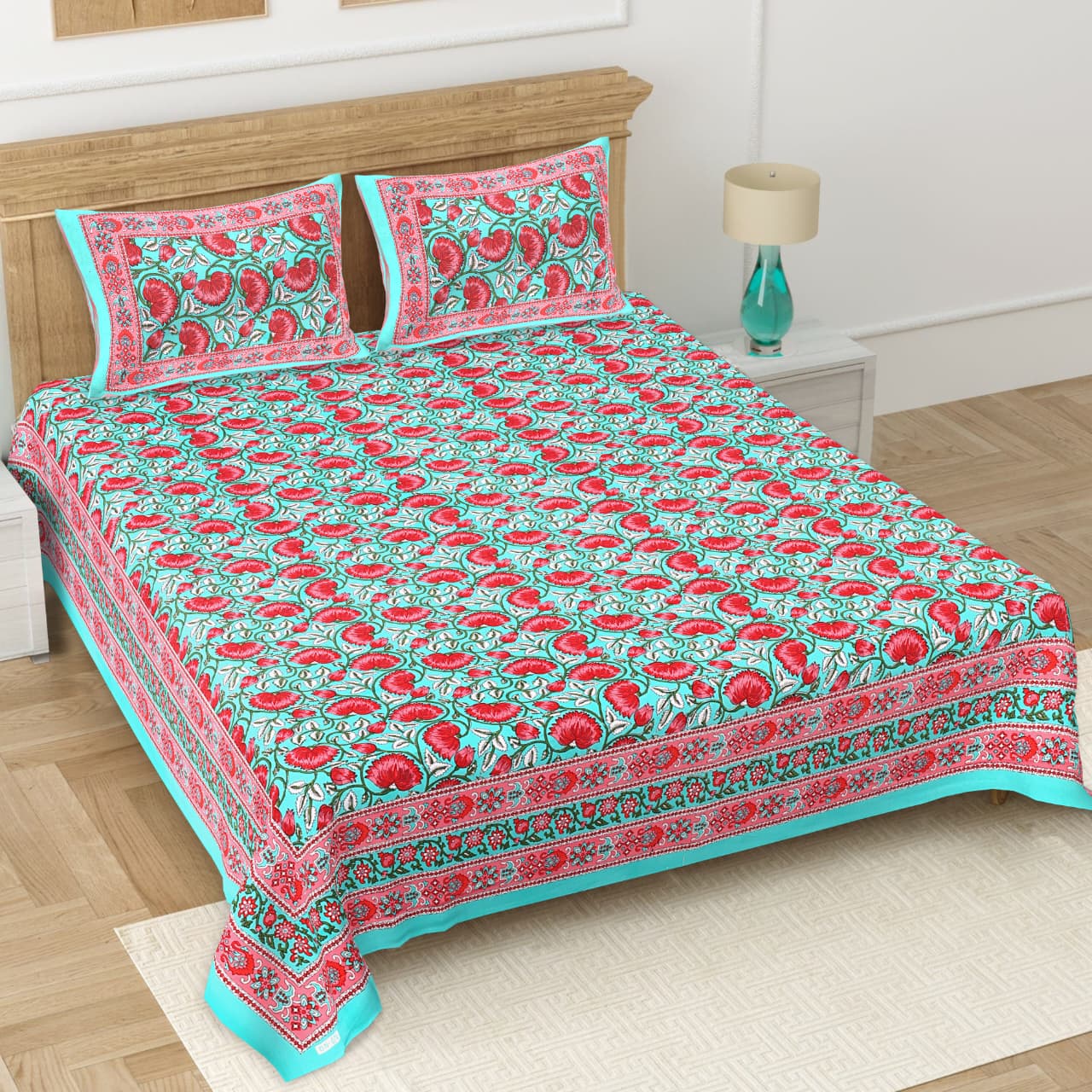 Double Bedsheet with 2 Pillow(SST68)
