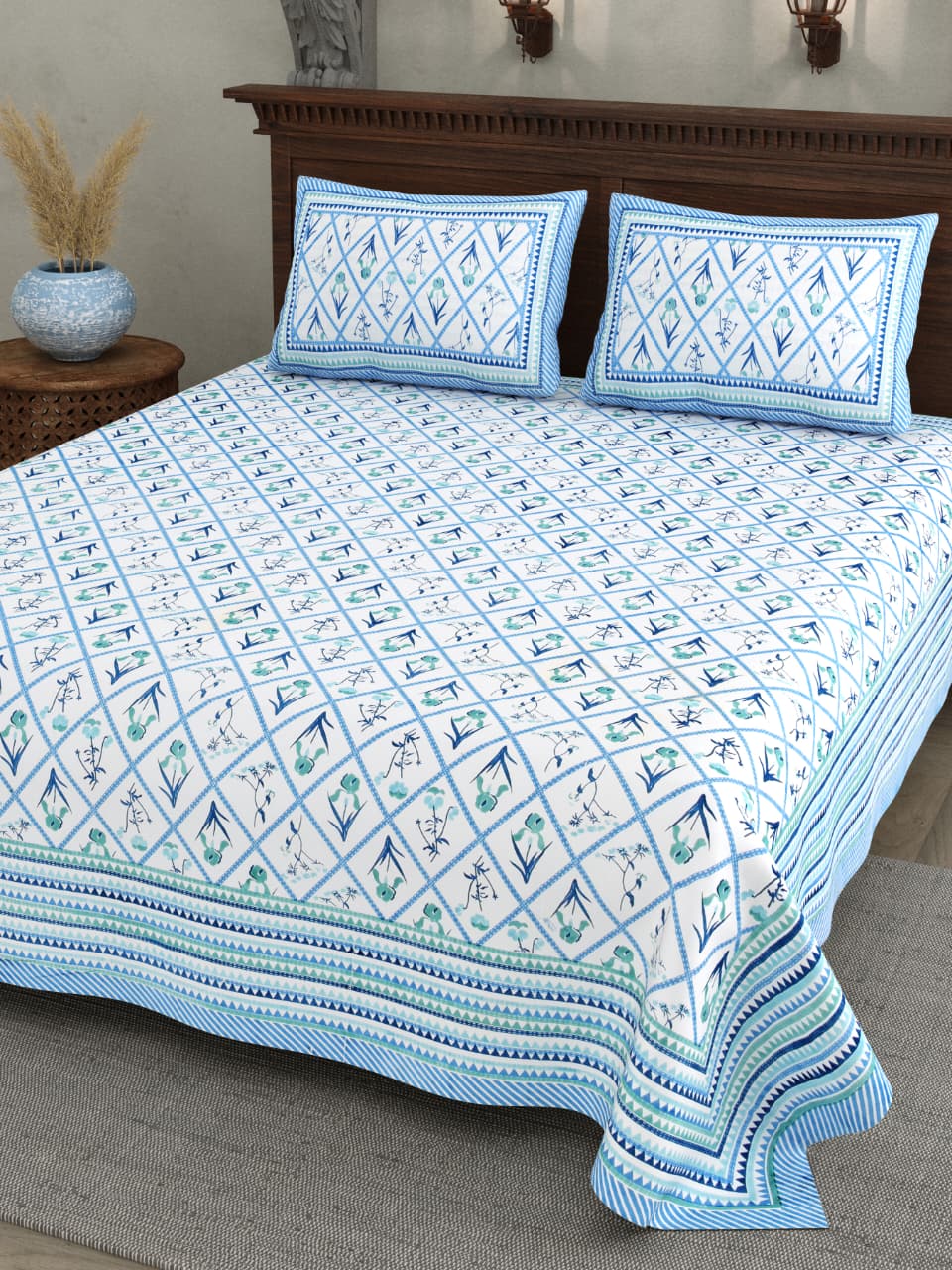 Double Bedsheet with 2 Pillow(SST72)