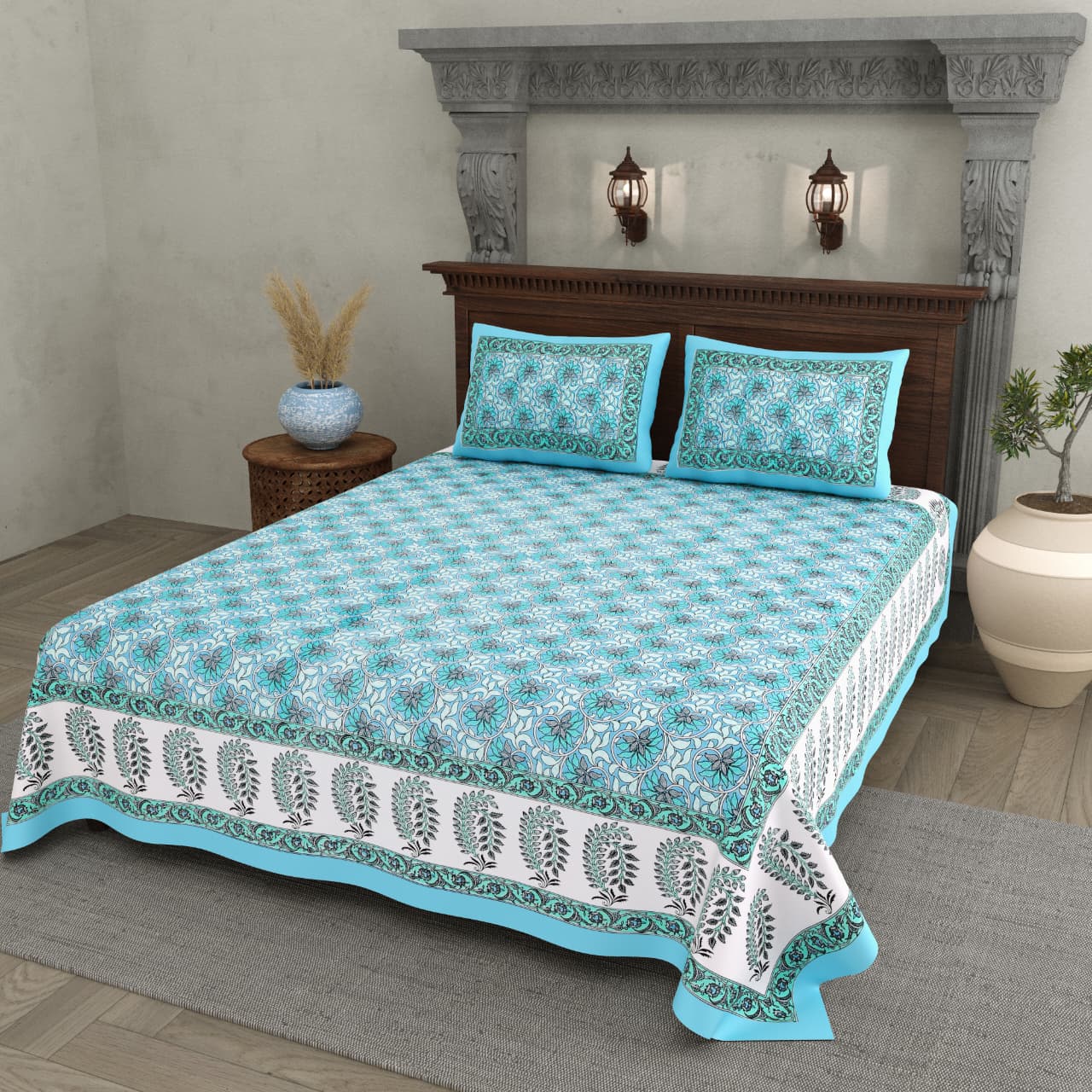 Double Bedsheet with 2 Pillow(SST80)