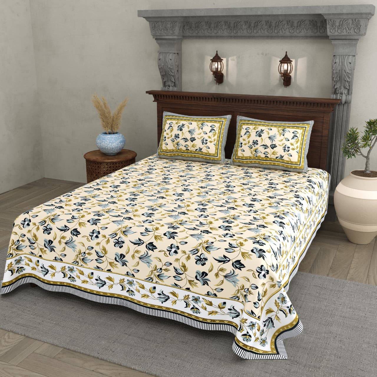 Double Bedsheet with 2 Pillow(SST83)