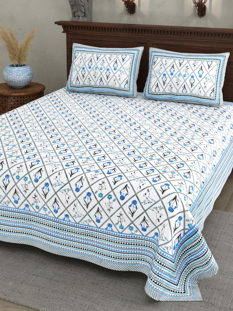 Double Bedsheet with 2 Pillow(SST91)