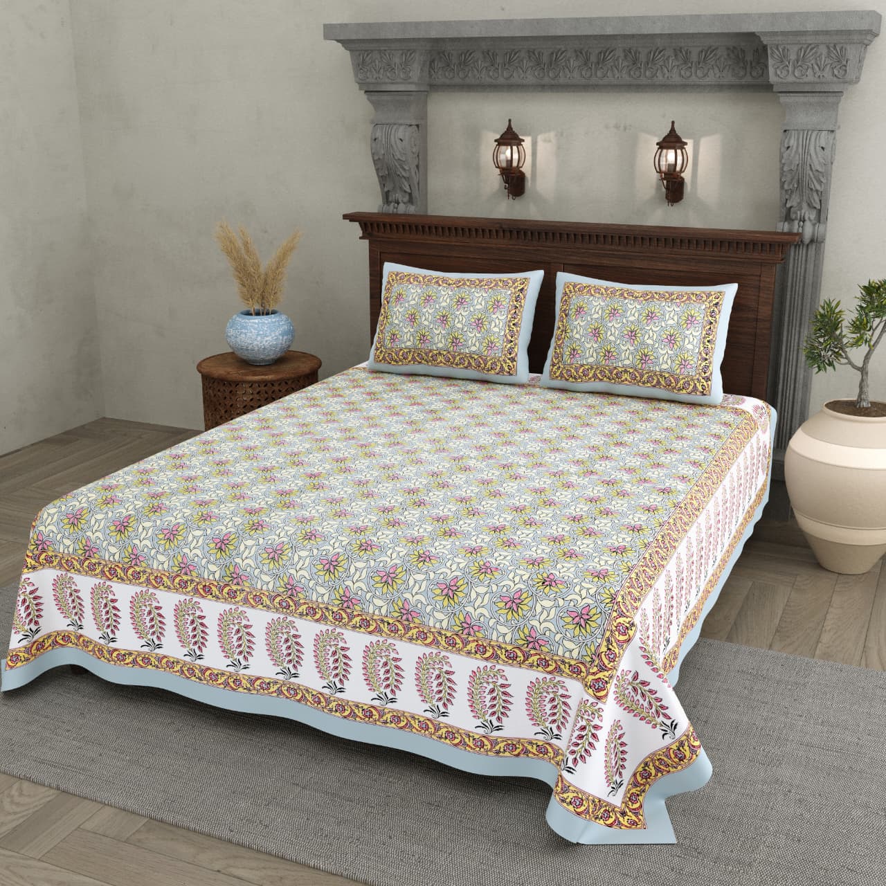 Double Bedsheet with 2 Pillow(SST95)