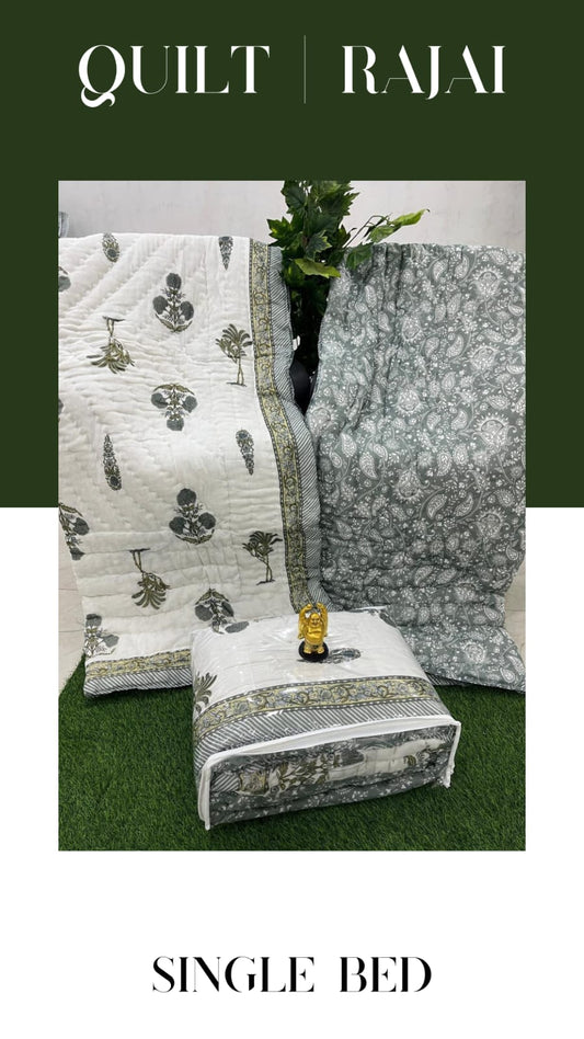 Elite Mulmul Printed Quilt RAJAI (SINGLE BED) (146)