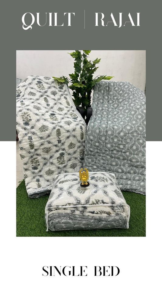 Elite Mulmul Printed Quilt RAJAI (SINGLE BED) (151)