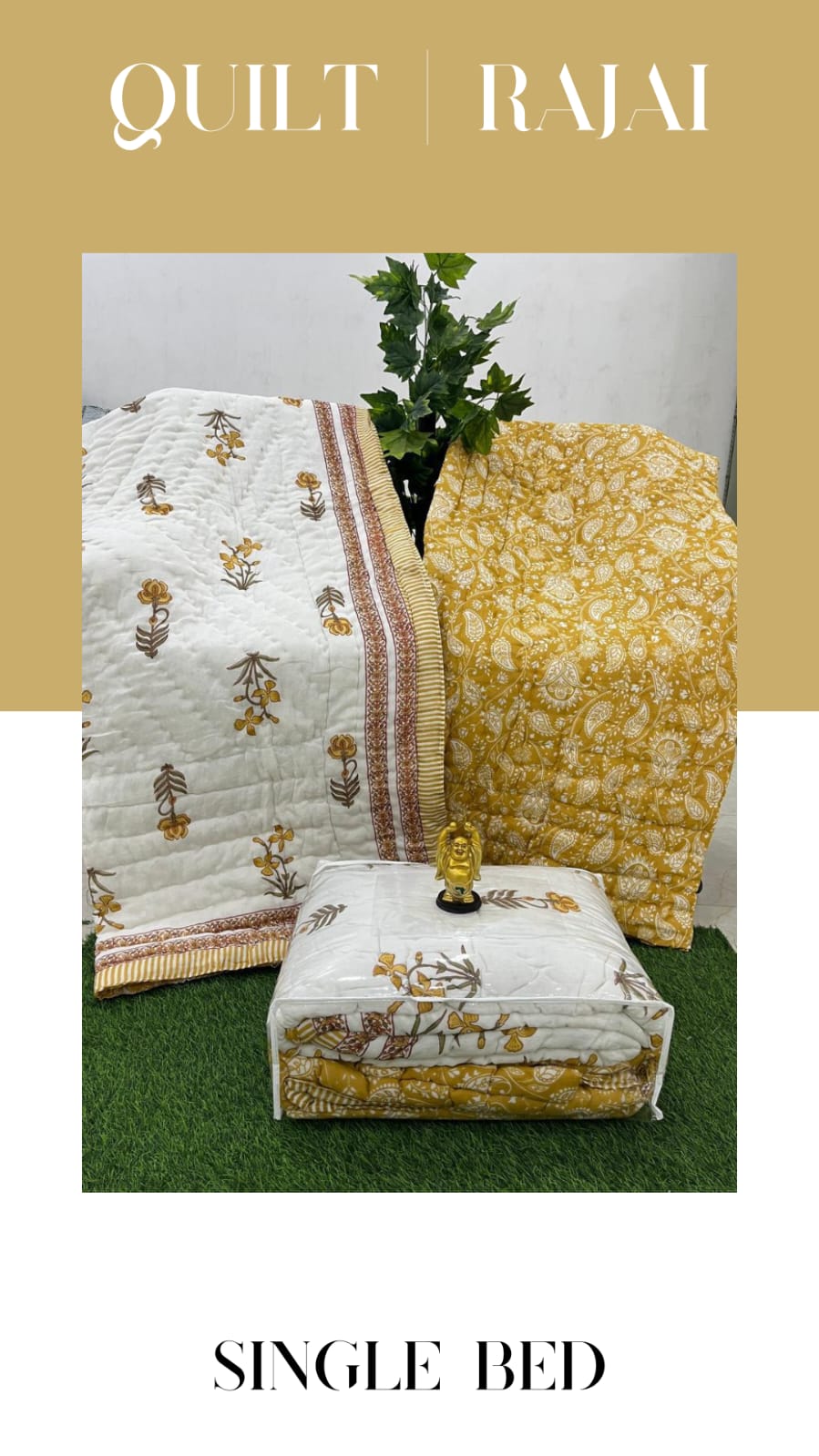 Elite Mulmul Printed Quilt RAJAI (SINGLE BED) (152)