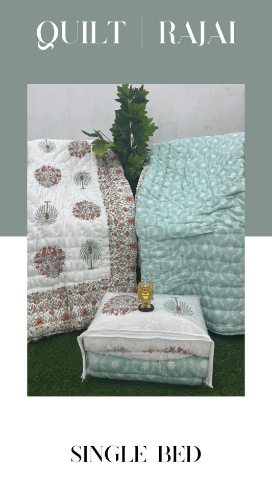 Elite Mulmul Printed Quilt RAJAI (SINGLE BED) (155)