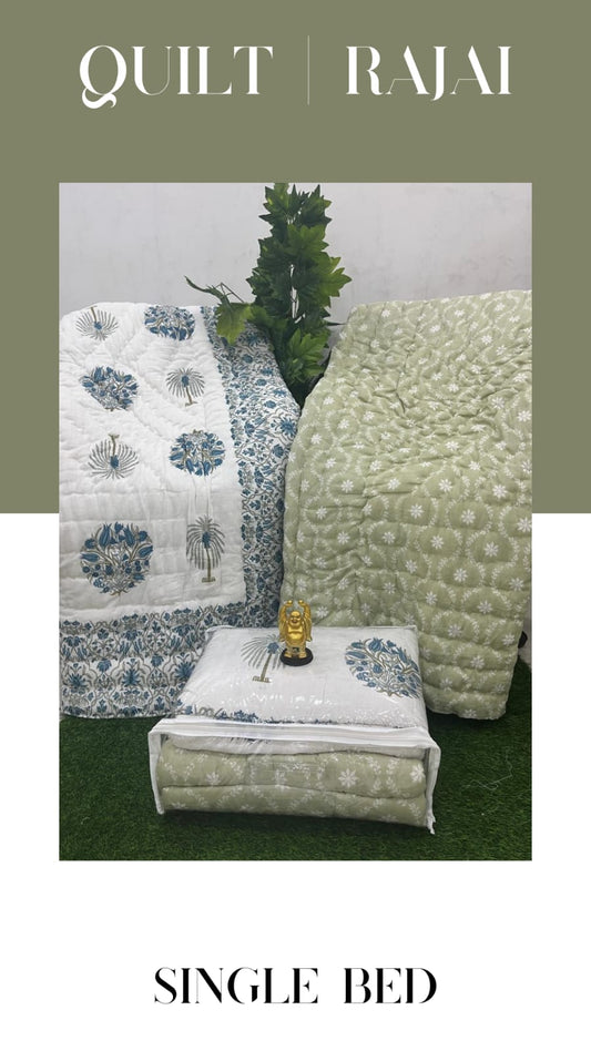 Elite Mulmul Printed Quilt RAJAI (SINGLE BED) (156)