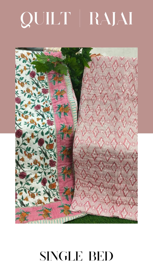 Elite Mulmul Printed Quilt RAJAI (SINGLE BED) (159)