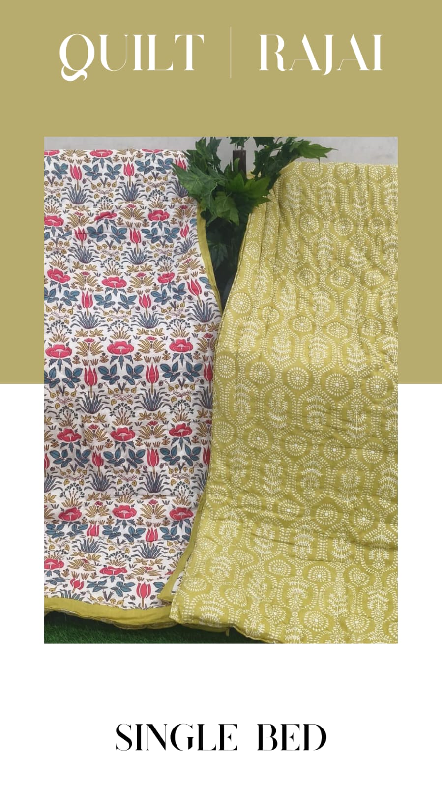 Elite Mulmul Printed Quilt RAJAI (SINGLE BED) (164)