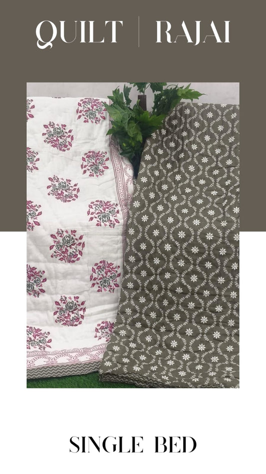 Elite Mulmul Printed Quilt RAJAI (SINGLE BED) (165)