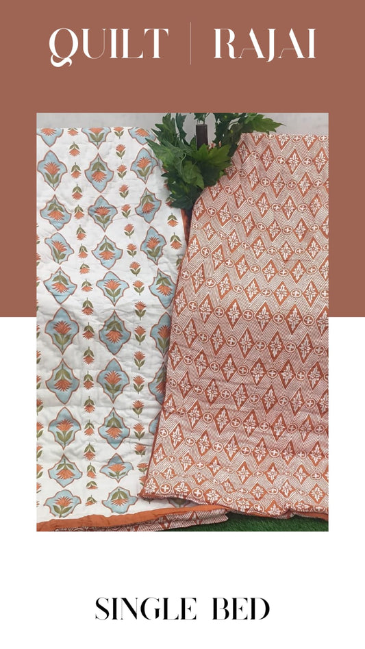 Elite Mulmul Printed Quilt RAJAI (SINGLE BED) (167)