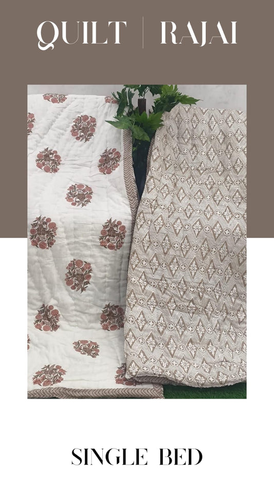 Elite Mulmul Printed Quilt RAJAI (SINGLE BED) (169)