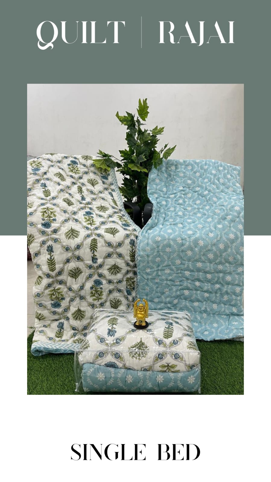 Elite Mulmul Printed Quilt RAJAI (SINGLE BED) (176)