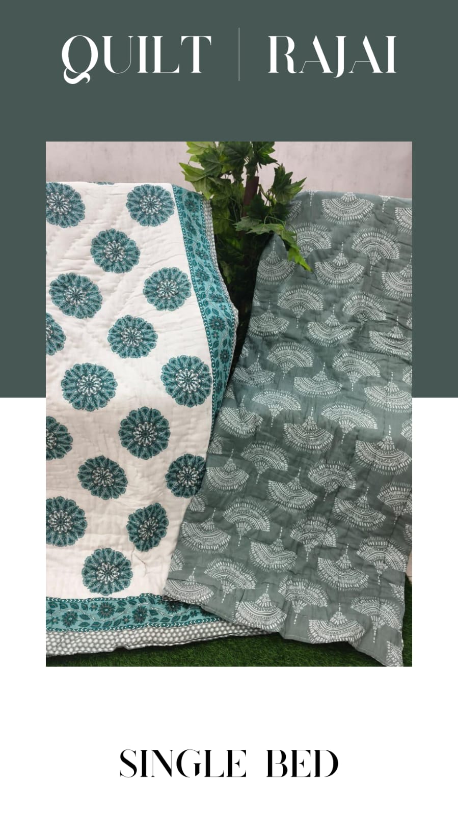 Elite Mulmul Printed Quilt RAJAI (SINGLE BED) (177)