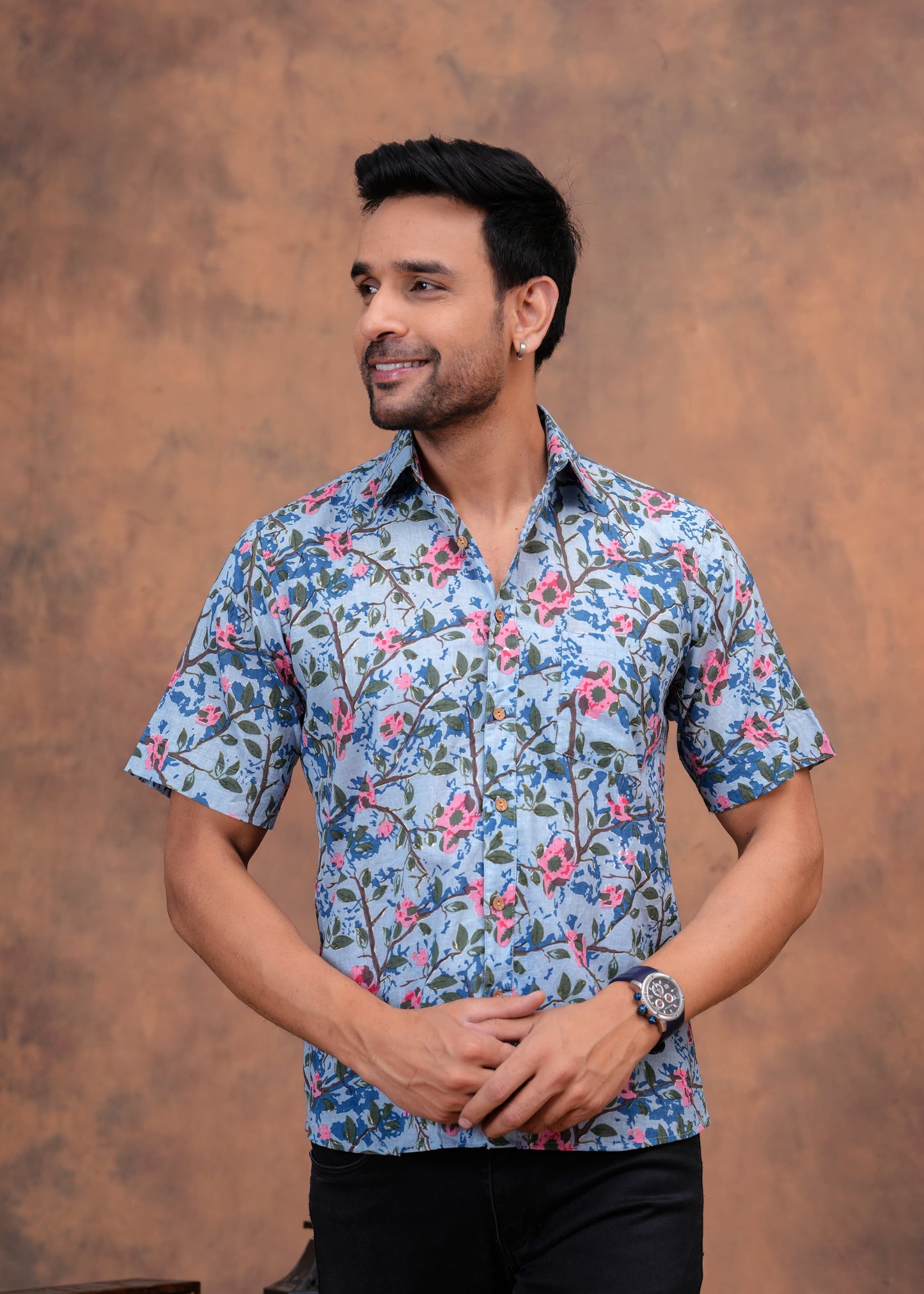 Pure Cotton Printed Jaipuri Kurtis-One-piece, With Umbrella Cut And Mens Shirts (Combo Offer)  (2)