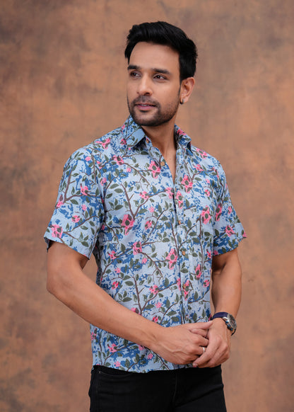 Pure Cotton Printed Jaipuri Kurtis-One-piece, With Umbrella Cut And Mens Shirts (Combo Offer)  (2)