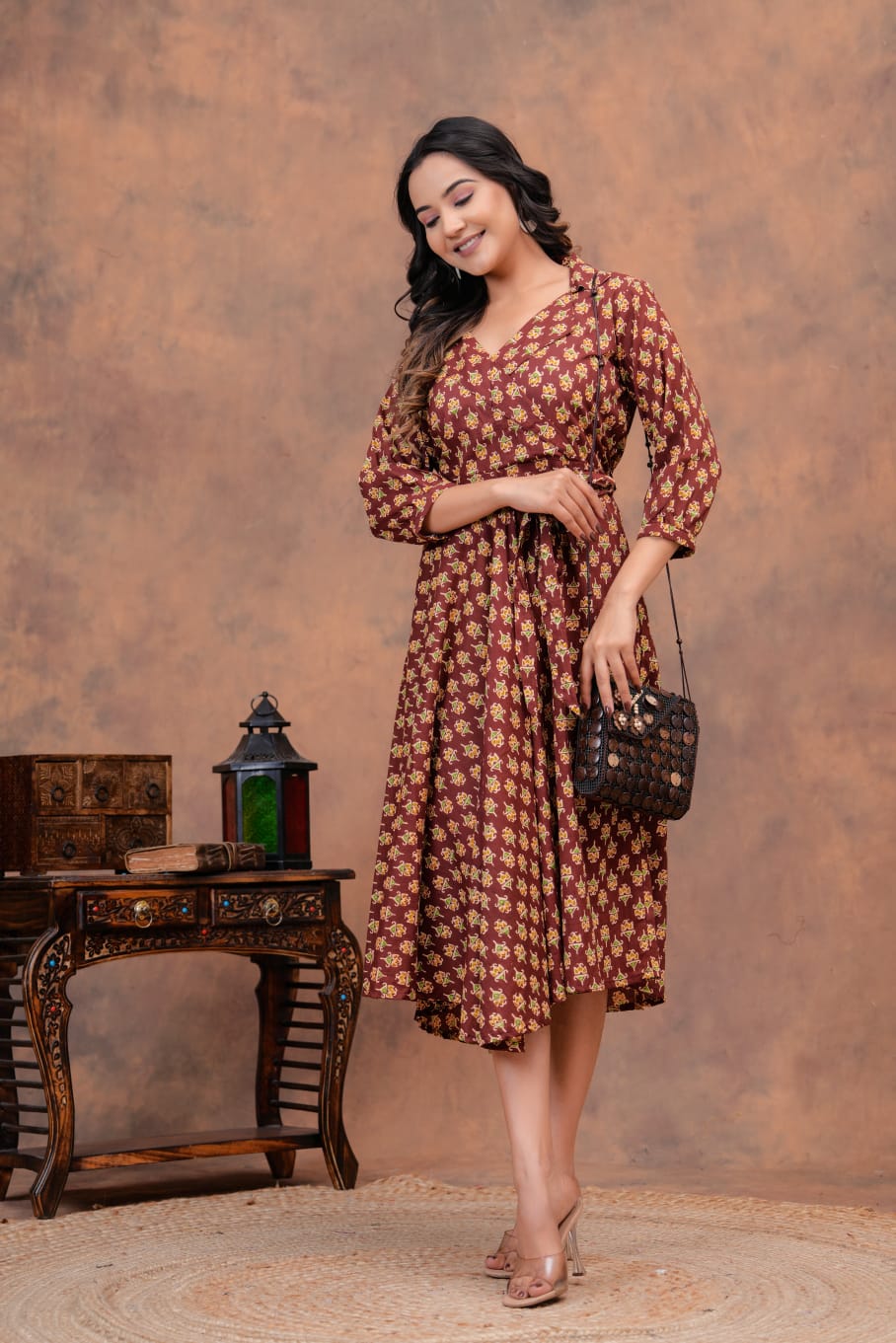 Pure Cotton Printed Jaipuri Kurtis-One-piece, With Umbrella Cut And Mens Shirts (Combo Offer)  (3)
