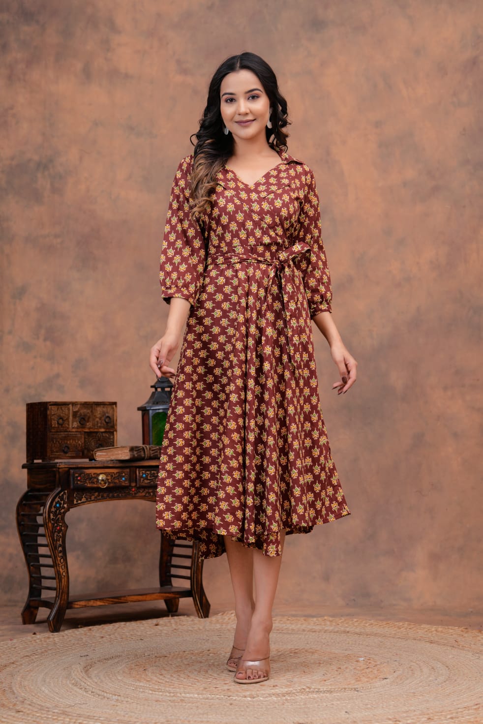 Pure Cotton Printed Jaipuri Kurtis-One-piece, With Umbrella Cut And Mens Shirts (Combo Offer)  (3)