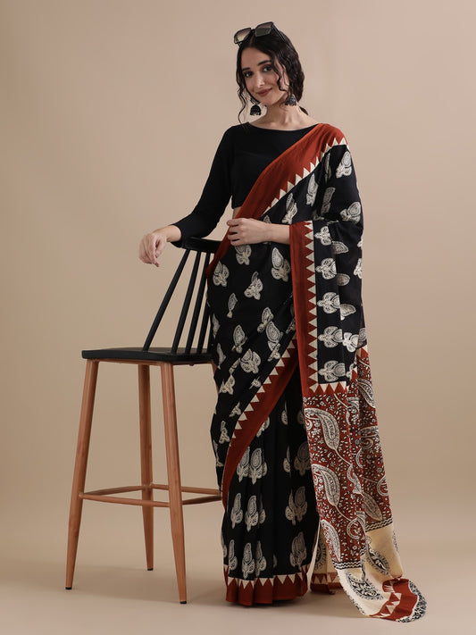 Pure Cotton Mul Mul  Printed Sarees With Blouse (7)