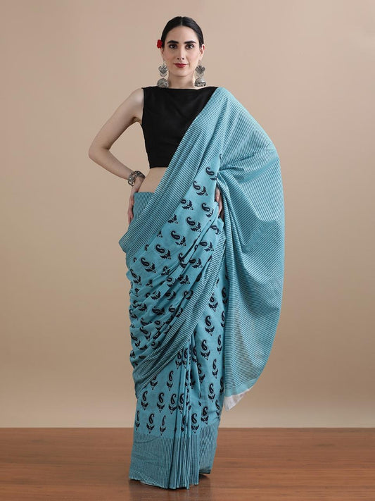 Pure Cotton Mul Mul  Printed Sarees With Blouse (26)