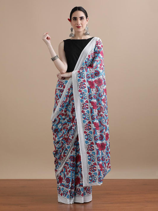 Pure Cotton Mul Mul  Printed Sarees With Blouse (28)