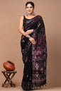 Pure  Hand block printed cotton linen saree with blouse (91)