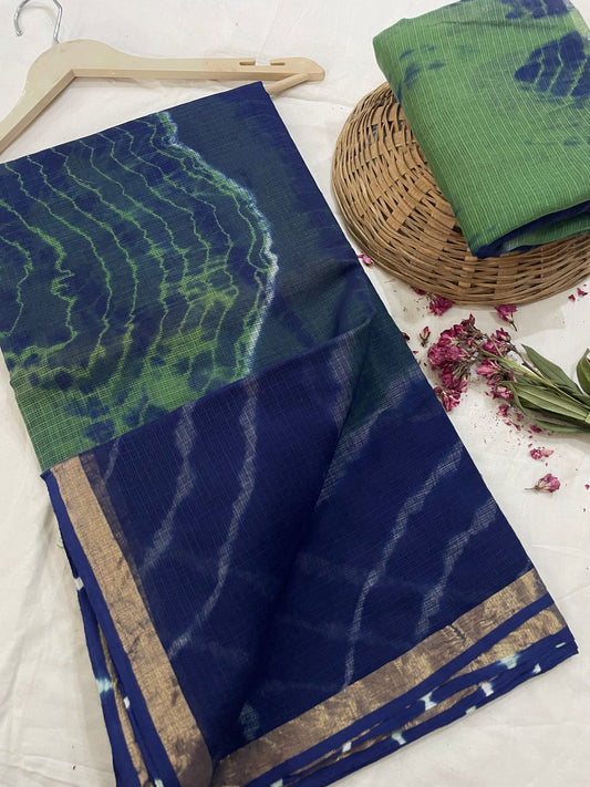 Pure Hand Block Printed Kota Doriya Sarees With Blouse (130)