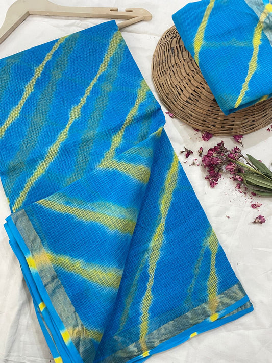 Pure Hand Block Printed Kota Doriya Sarees With Blouse (135)