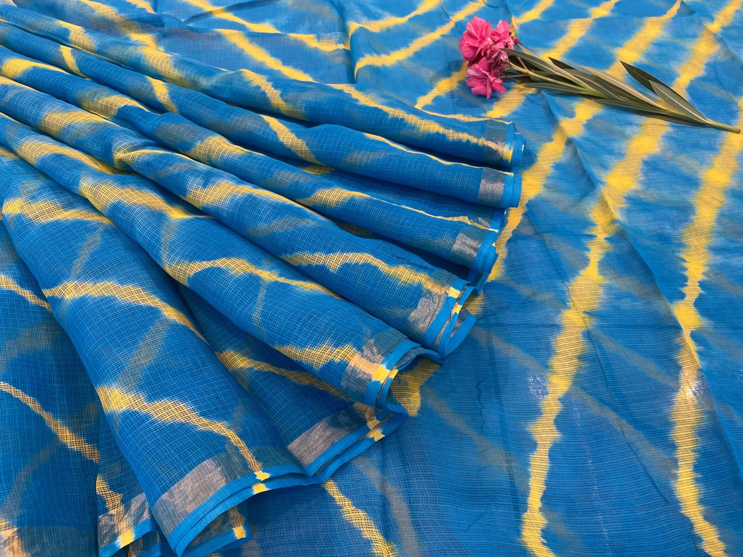 Pure Hand Block Printed Kota Doriya Sarees With Blouse (135)