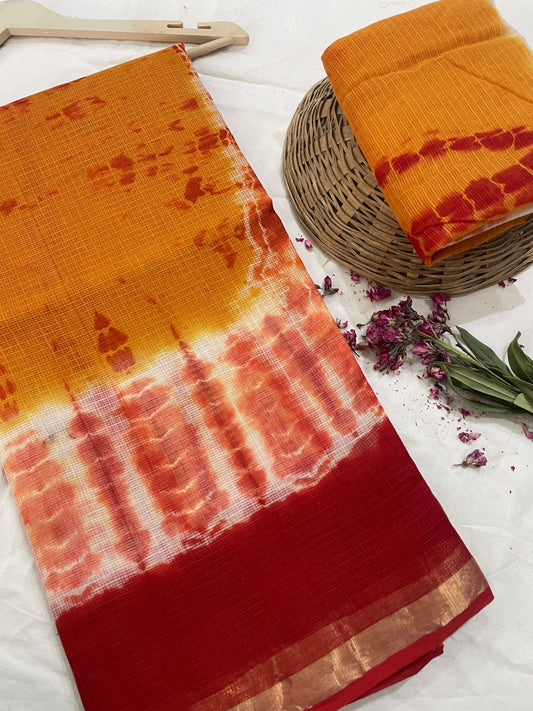 Pure Hand Block Printed Kota Doriya Sarees With Blouse (136)