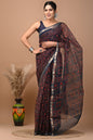 Pure Hand Block Printed Kota Doriya Sarees With Blouse (137)