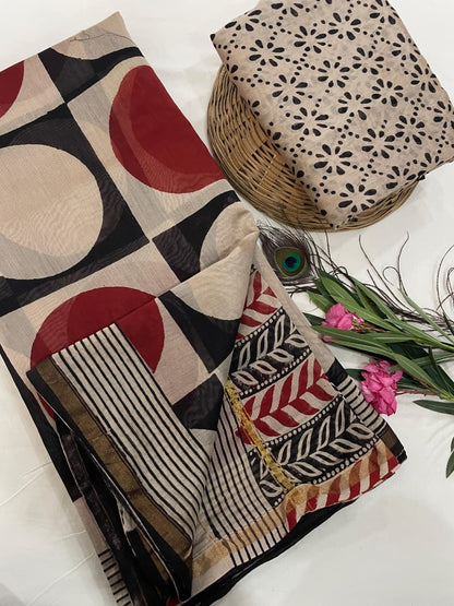 Chanderi Silk Sarees with Beautiful Hand Block Prints (141)