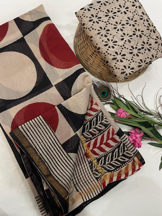 Chanderi Silk Sarees with Beautiful Hand Block Prints (141)