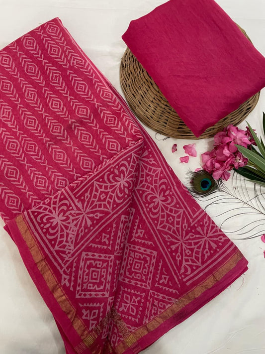 Chanderi Silk Sarees with Beautiful Hand Block Prints (144)