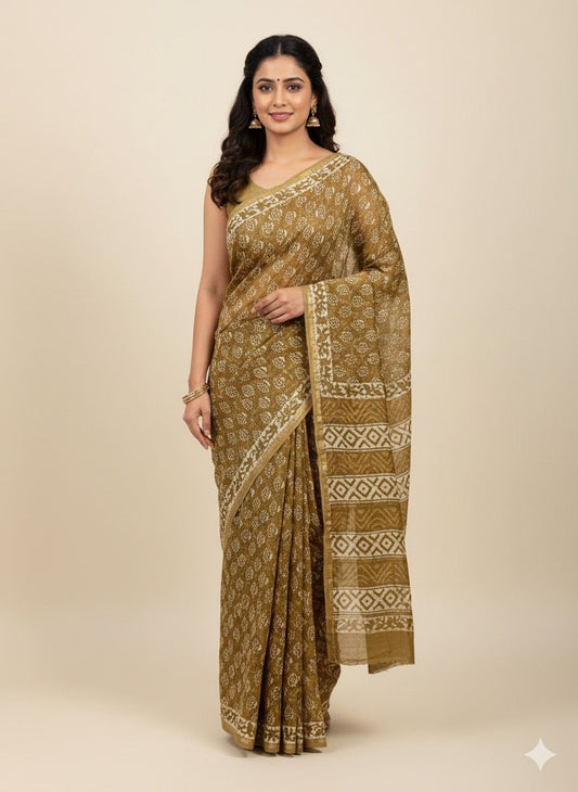 Chanderi Silk Sarees with Beautiful Hand Block Prints (146)