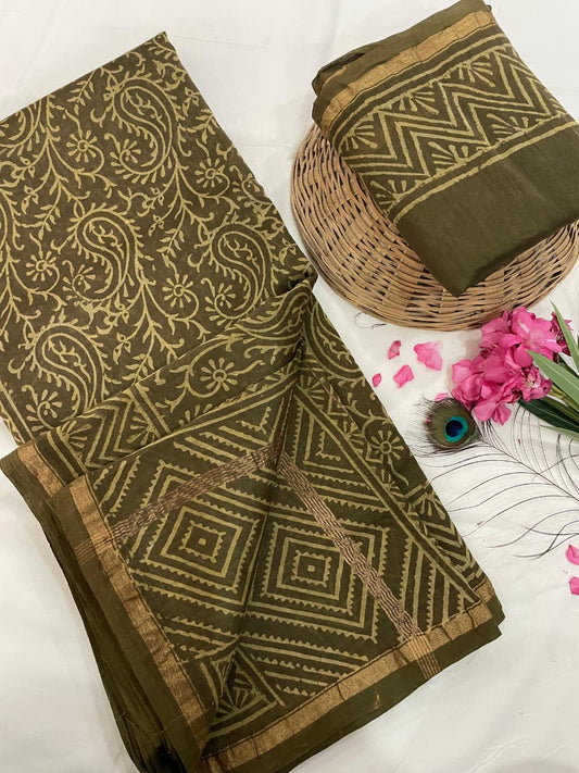 Chanderi Silk Sarees with Beautiful Hand Block Prints (147)