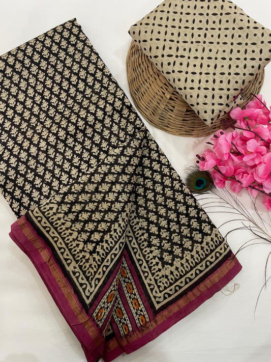 Chanderi Silk Sarees with Beautiful Hand Block Prints (149)