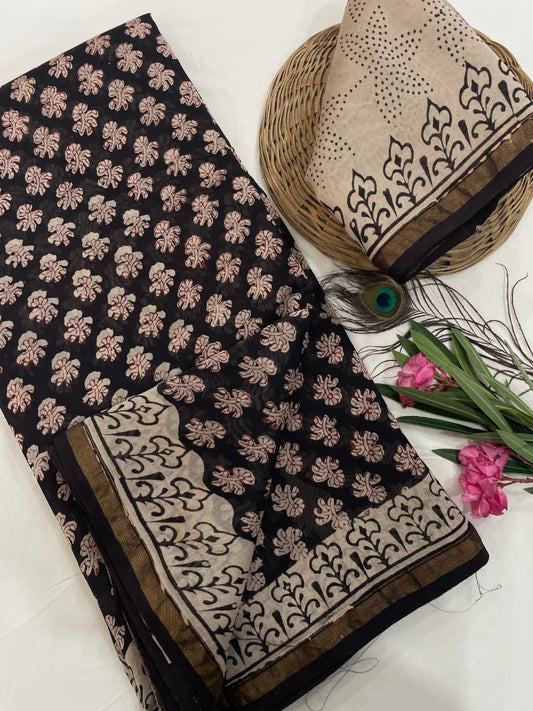 Chanderi Silk Sarees with Beautiful Hand Block Prints (157)