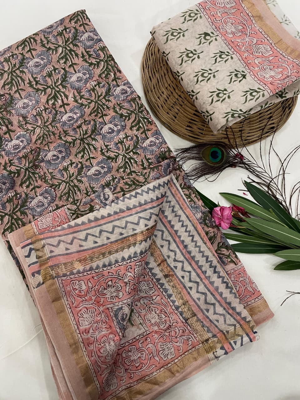 Chanderi Silk Sarees with Beautiful Hand Block Prints (160)