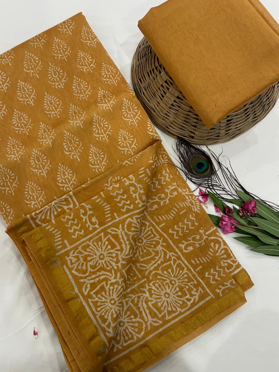 Chanderi Silk Sarees with Beautiful Hand Block Prints (161)