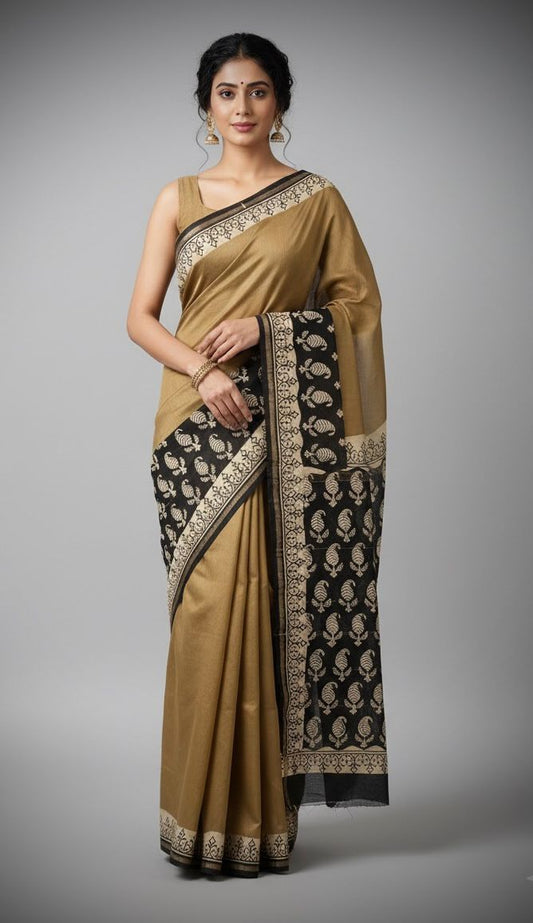 Chanderi Silk Sarees with Beautiful Hand Block Prints (164)