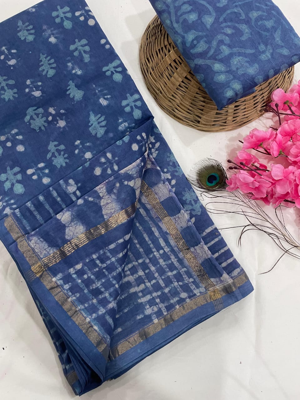 Chanderi Silk Sarees with Beautiful Hand Block Prints (168)