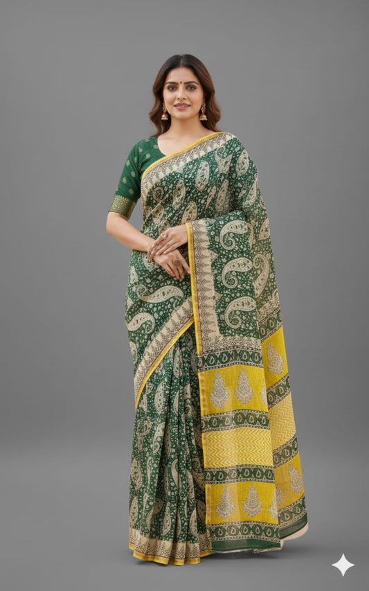 Chanderi Silk Sarees with Beautiful Hand Block Prints (169)