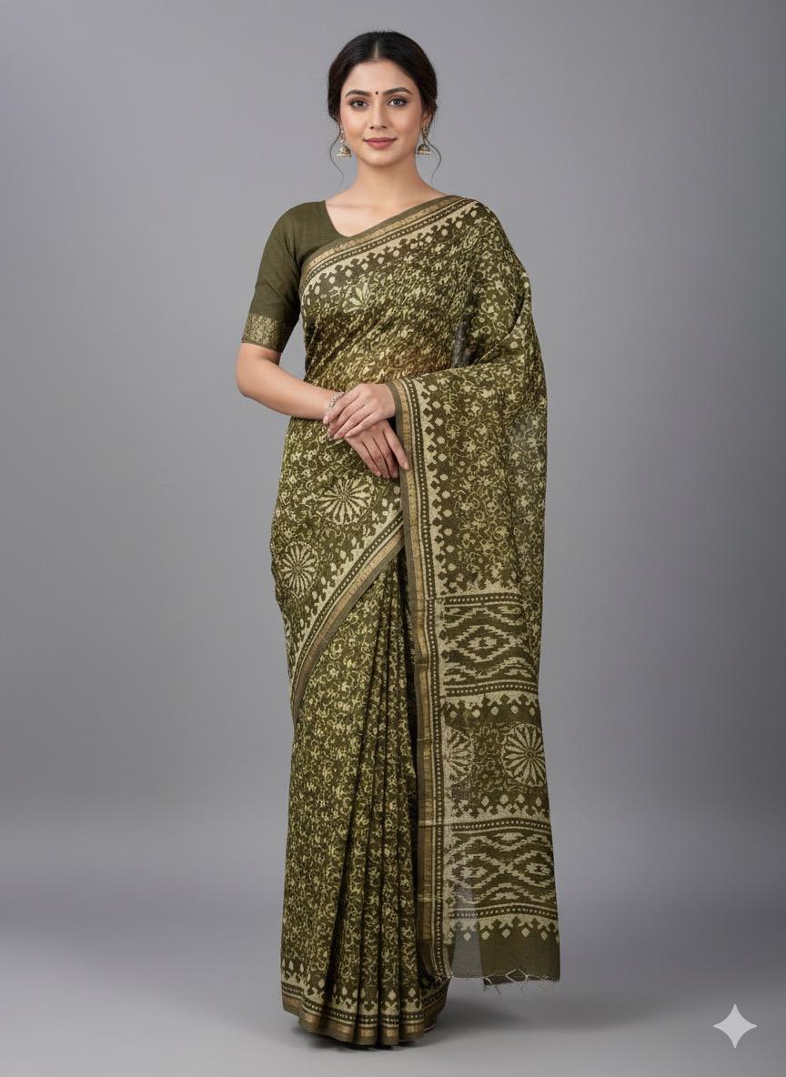 Chanderi Silk Sarees with Beautiful Hand Block Prints (174)