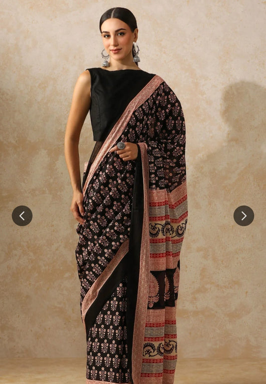 Bagru Block Print Cotton mulmul Sarees  (28)